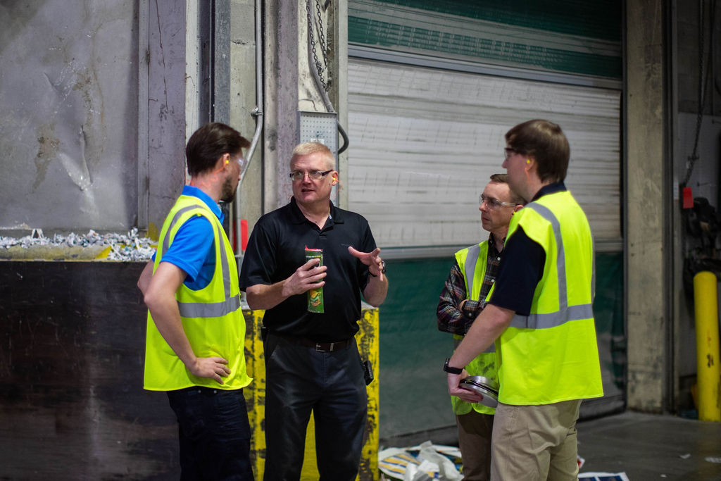 inside paper recycling plant